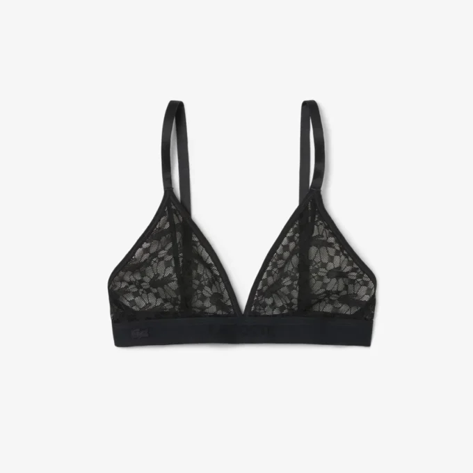 Bralette triangular com renda e logótipo