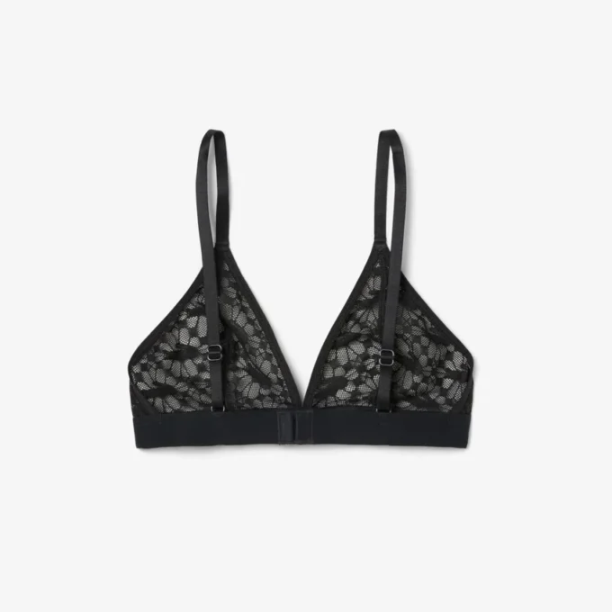 Bralette triangular com renda e logótipo