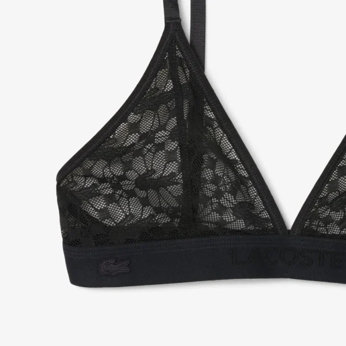Bralette triangular com renda e logótipo