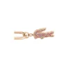 Brincos de ouro com pendente de crocodilo em cristal rosa