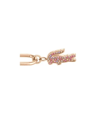 Brincos de ouro com pendente de crocodilo em cristal rosa