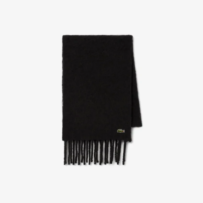 Cachecol unissexo de lã de alpaca com franjas