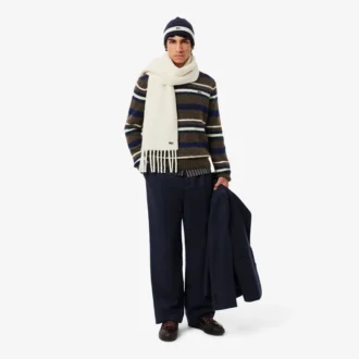 Cachecol unissexo de lã de alpaca com franjas