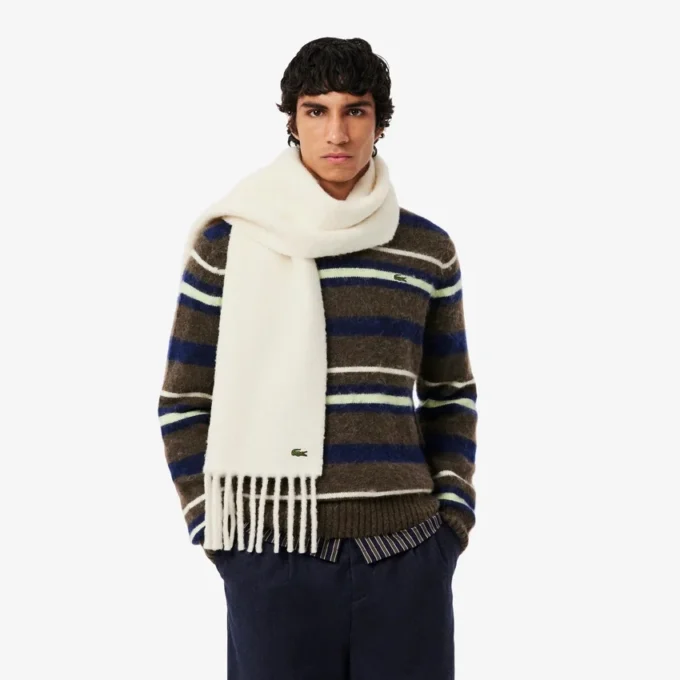 Cachecol unissexo de lã de alpaca com franjas