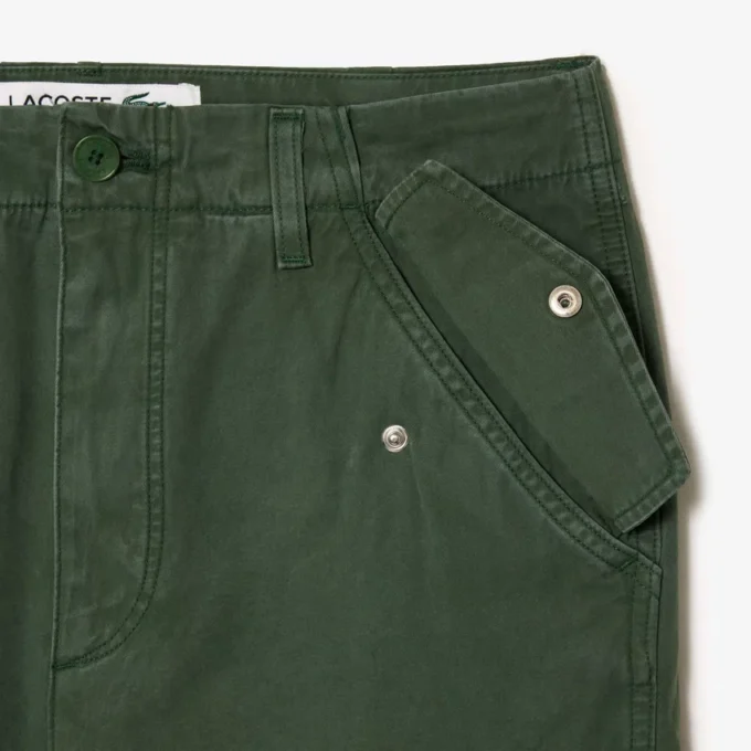 Calças cargo de algodão de corte reto para homem