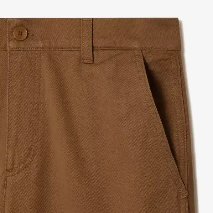 Calças cargo de algodão de corte reto para homem