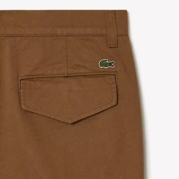 Calças cargo de algodão de corte reto para homem