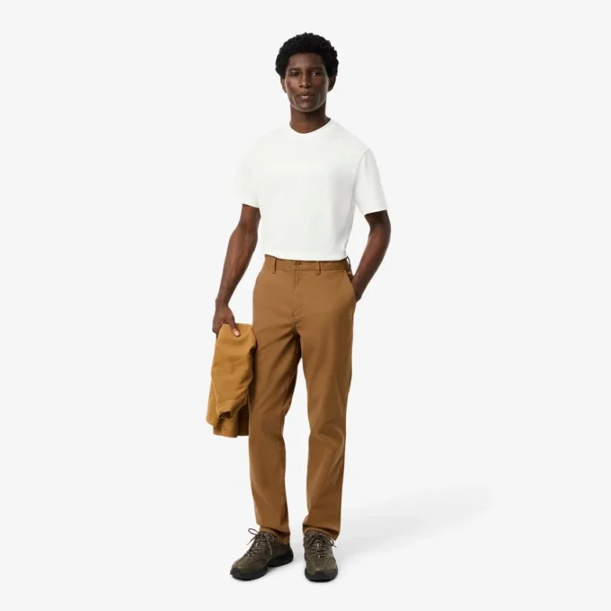 Calças chino de algodão de corte regular para homem