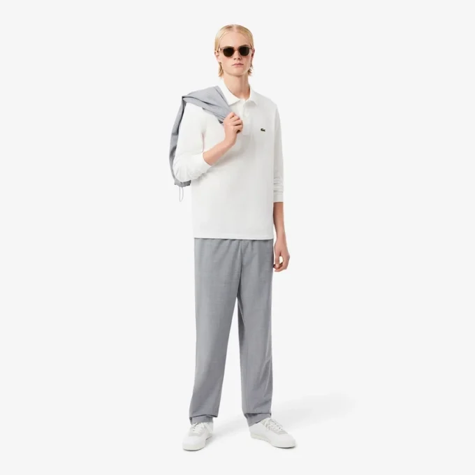 Calças chino de flanela de lã de corte regular para homem