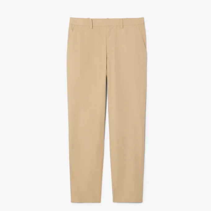 Calças chino de sarja de algodão com corte regular