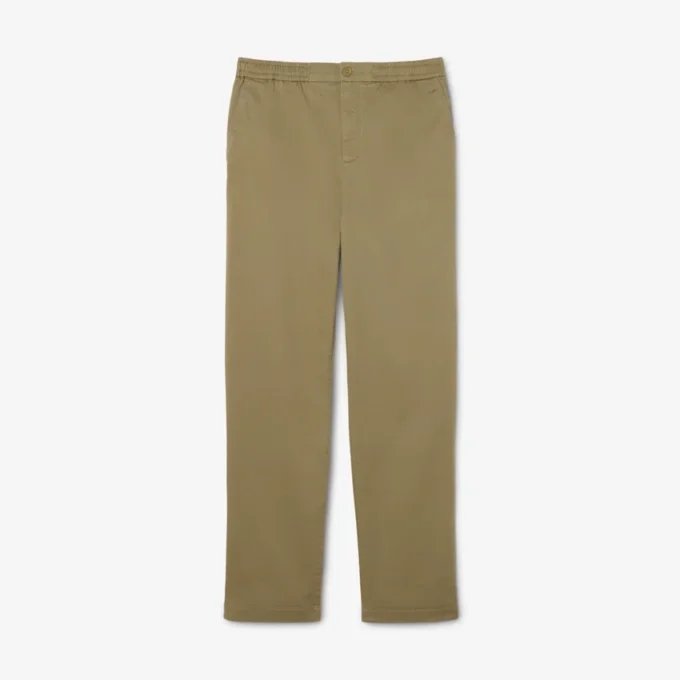 Calças chino em sarja de algodão de corte regular
