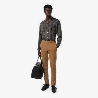 Calças de algodão elástico slim fit para homem