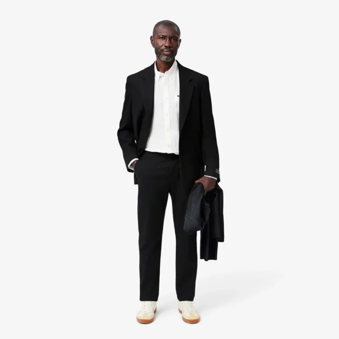 Calças de algodão elástico slim fit para homem