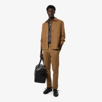 Calças de algodão elástico slim fit para homem