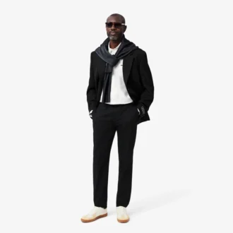 Calças de algodão elástico slim fit para homem