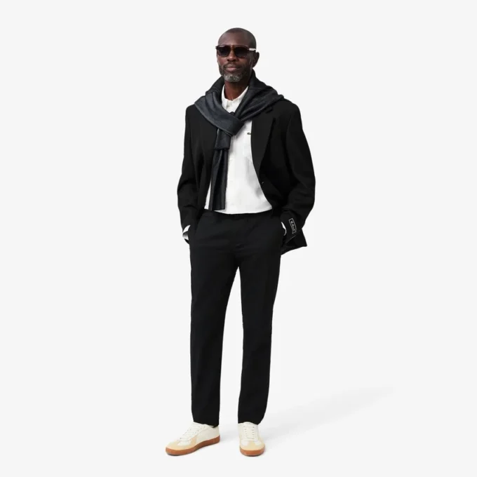 Calças de algodão elástico slim fit para homem