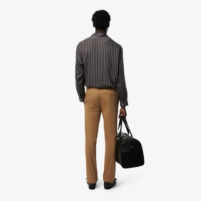 Calças de algodão elástico slim fit para homem