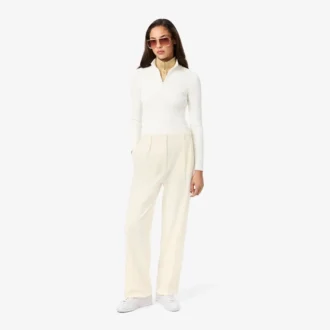 Calças de flanela plissadas oversized para mulher