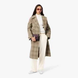 Calças de flanela plissadas oversized para mulher