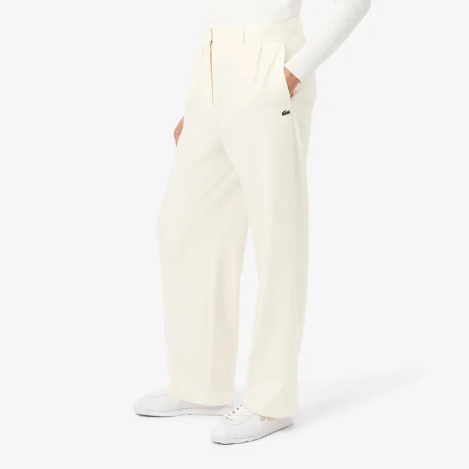 Calças de flanela plissadas oversized para mulher