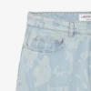 Calças de ganga de corte reto com padrão estampado para homem