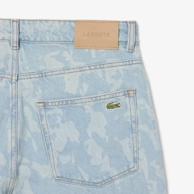 Calças de ganga de corte reto com padrão estampado para homem