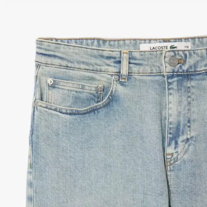 Calças de ganga índigo de corte justo com 5 bolsos para homem