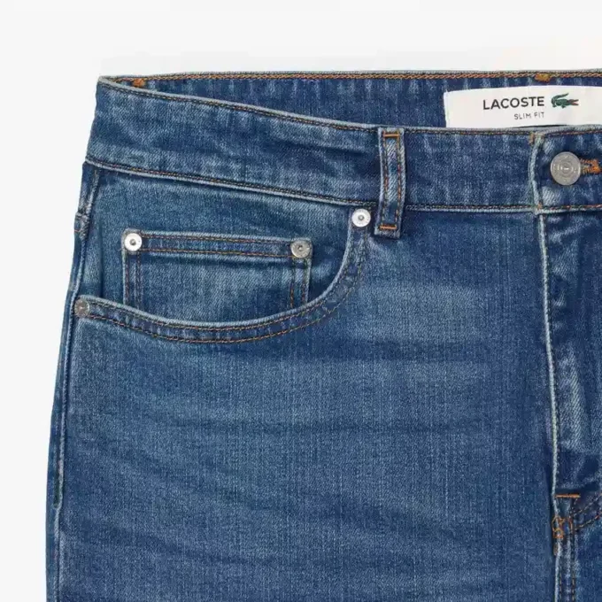 Calças de ganga índigo de corte justo com 5 bolsos para homem