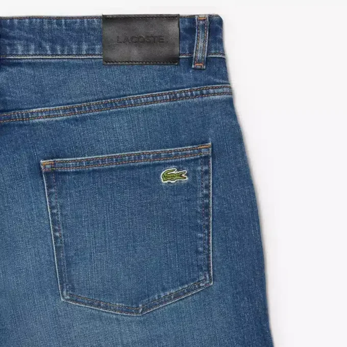Calças de ganga índigo de corte justo com 5 bolsos para homem