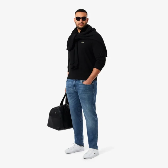 Calças de ganga índigo de corte justo com 5 bolsos para homem
