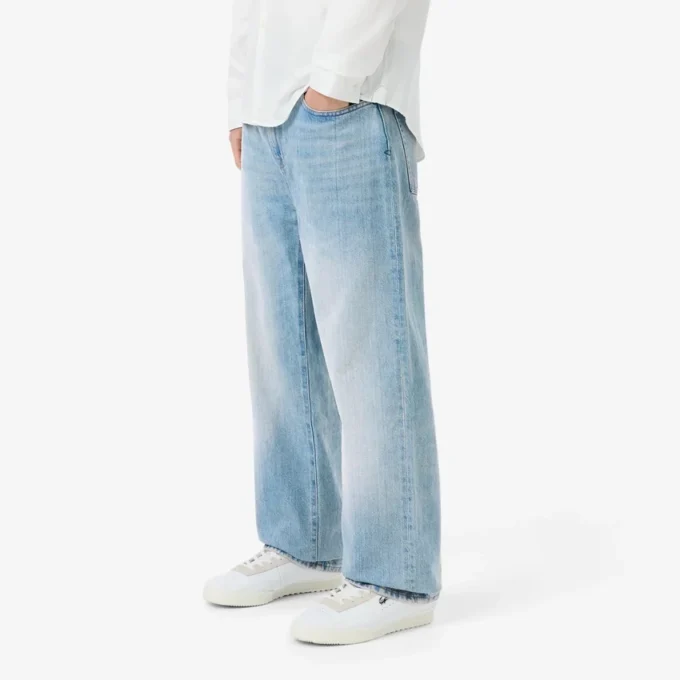 Calças de ganga índigo de corte reto com 5 bolsos para homem