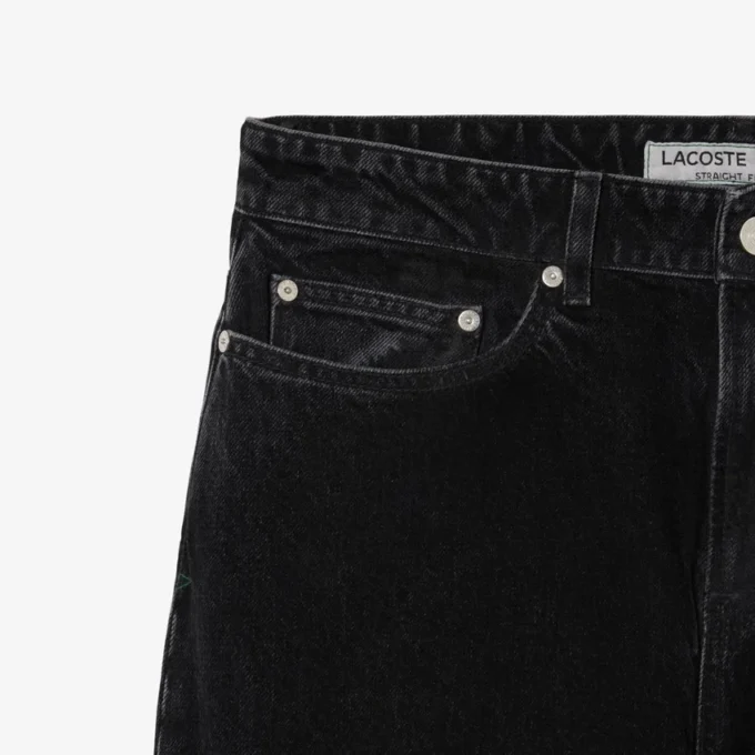 Calças de ganga índigo de corte reto com 5 bolsos para homem
