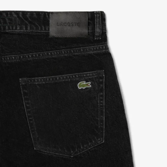 Calças de ganga índigo de corte reto com 5 bolsos para homem