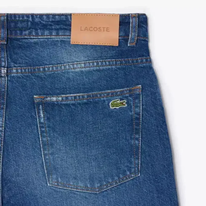 Calças de ganga índigo de corte reto com 5 bolsos para homem