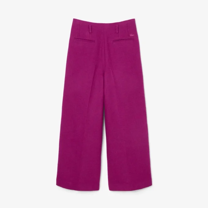 Calças de lã com efeito slub de corte largo da coleção Runway