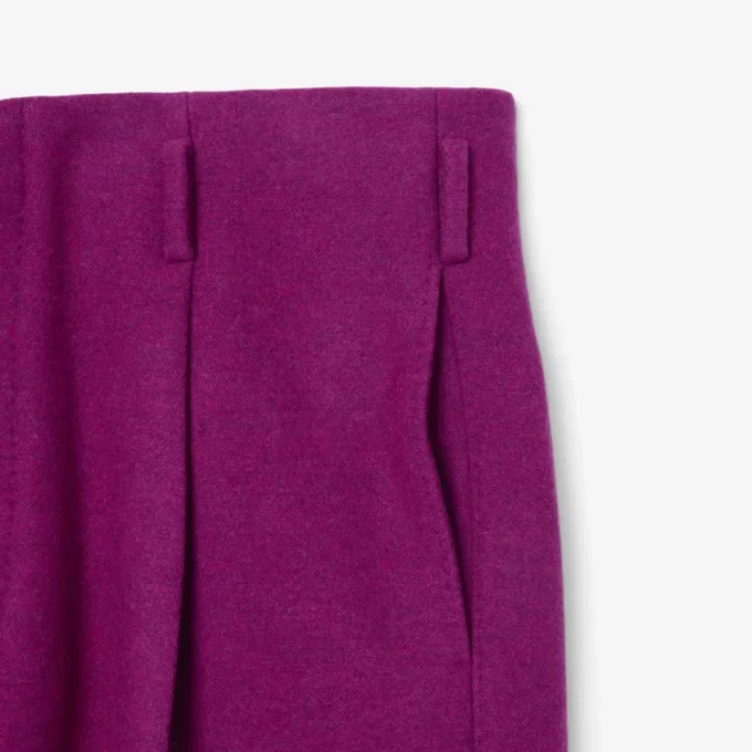 Calças de lã com efeito slub de corte largo da coleção Runway