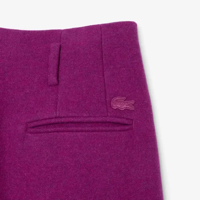 Calças de lã com efeito slub de corte largo da coleção Runway