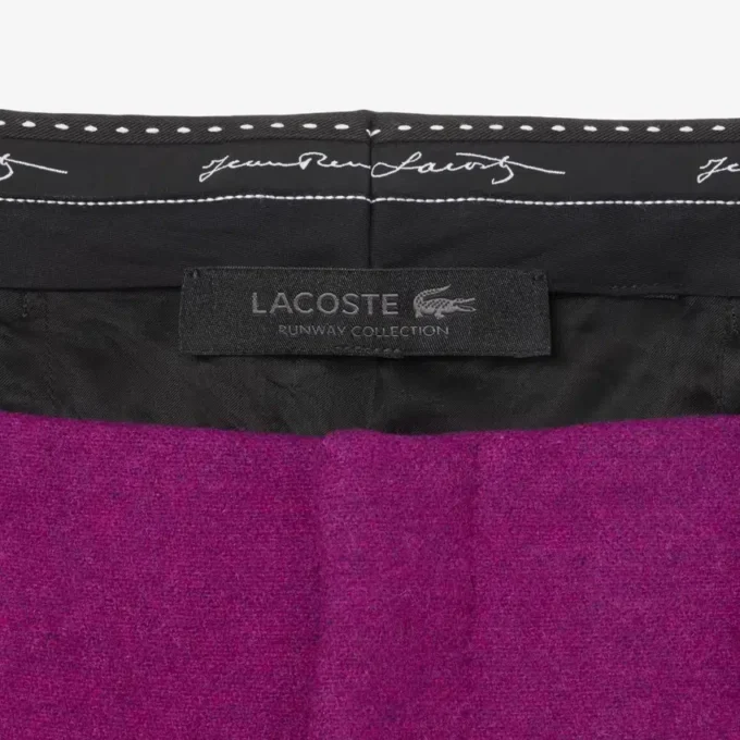 Calças de lã com efeito slub de corte largo da coleção Runway