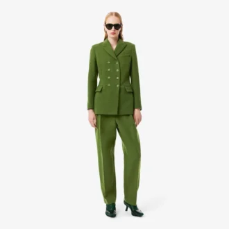 Calças de lã com efeito slub de corte reto Runway