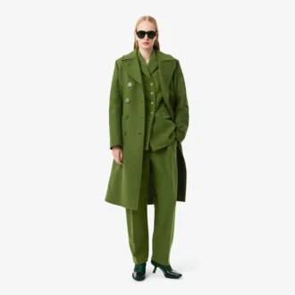 Calças de lã com efeito slub de corte reto Runway