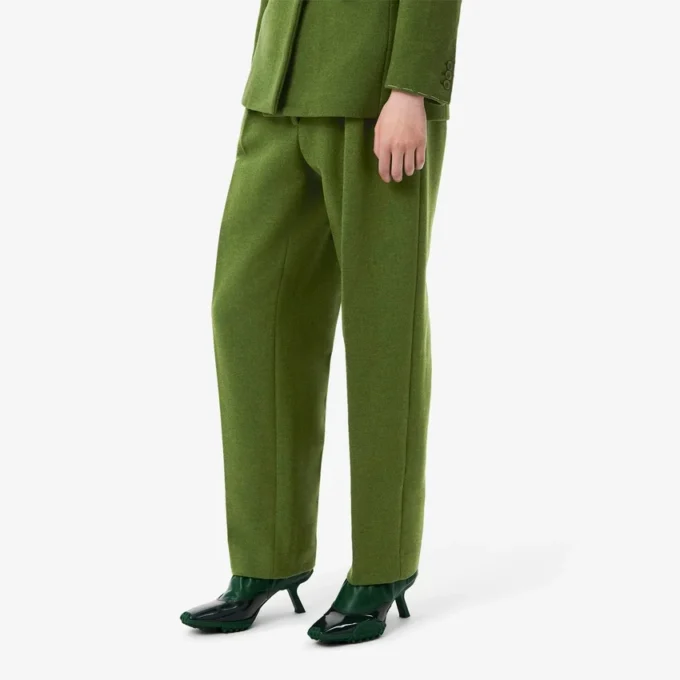 Calças de lã com efeito slub de corte reto Runway