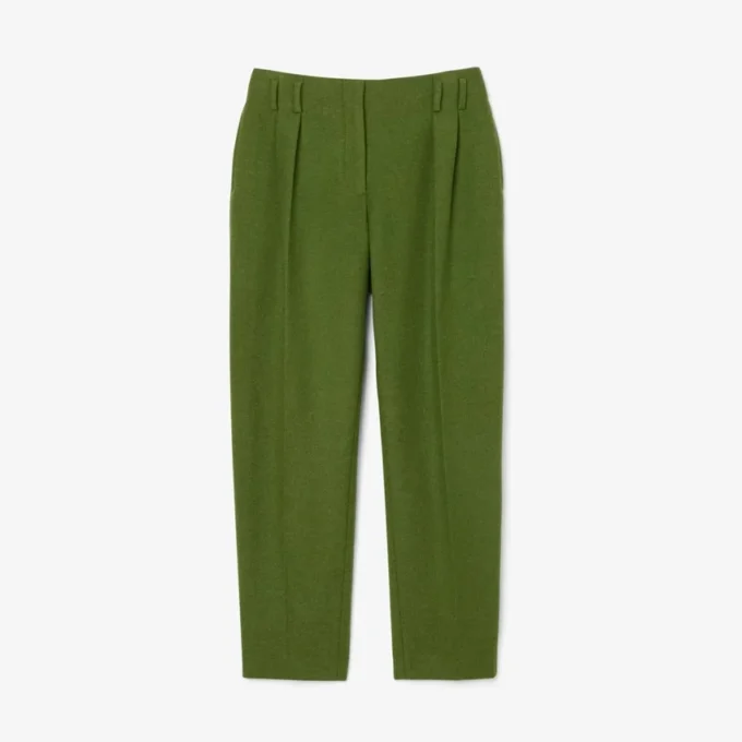 Calças de lã com efeito slub de corte reto Runway