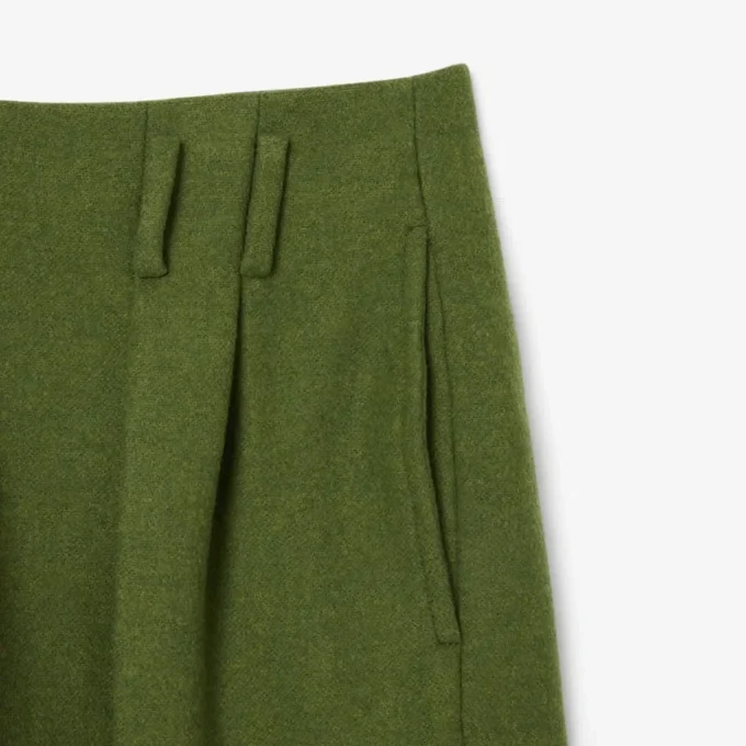 Calças de lã com efeito slub de corte reto Runway