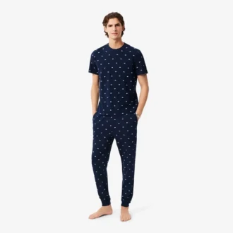 Calças de pijama de algodão estampadas para homem