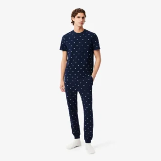 Calças de pijama de algodão estampadas para homem