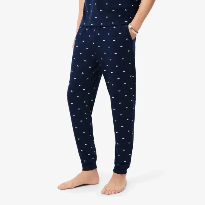 Calças de pijama de algodão estampadas para homem
