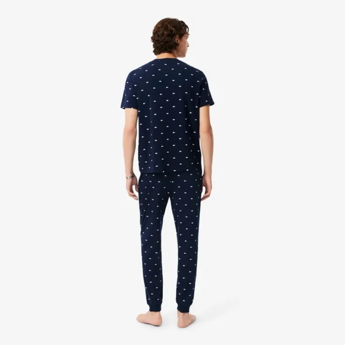 Calças de pijama de algodão estampadas para homem