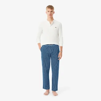 Calças de pijama em popeline com monograma para homem