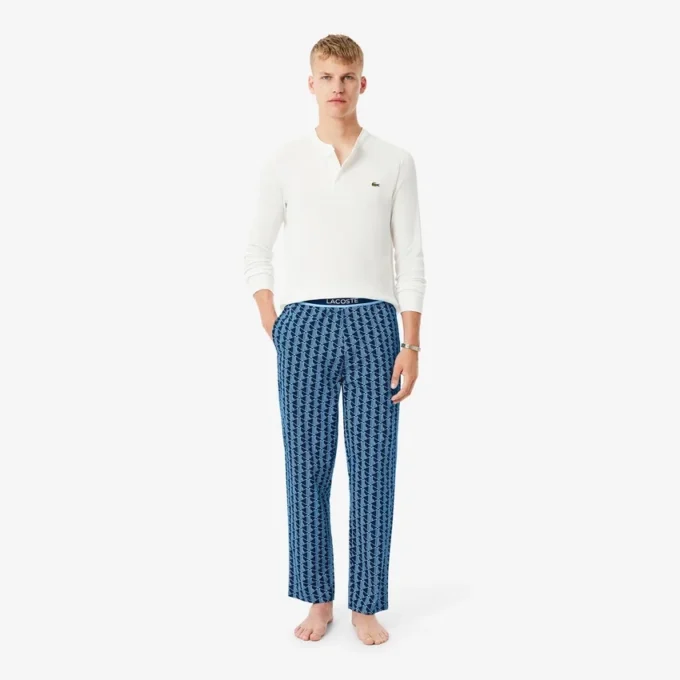 Calças de pijama em popeline com monograma para homem