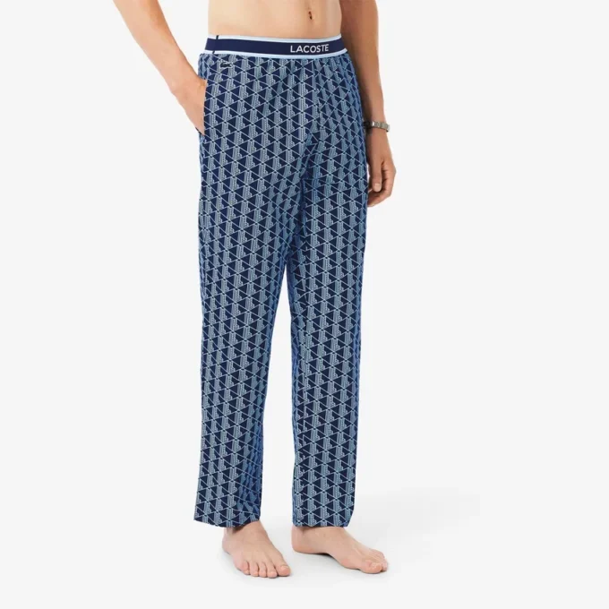 Calças de pijama em popeline com monograma para homem